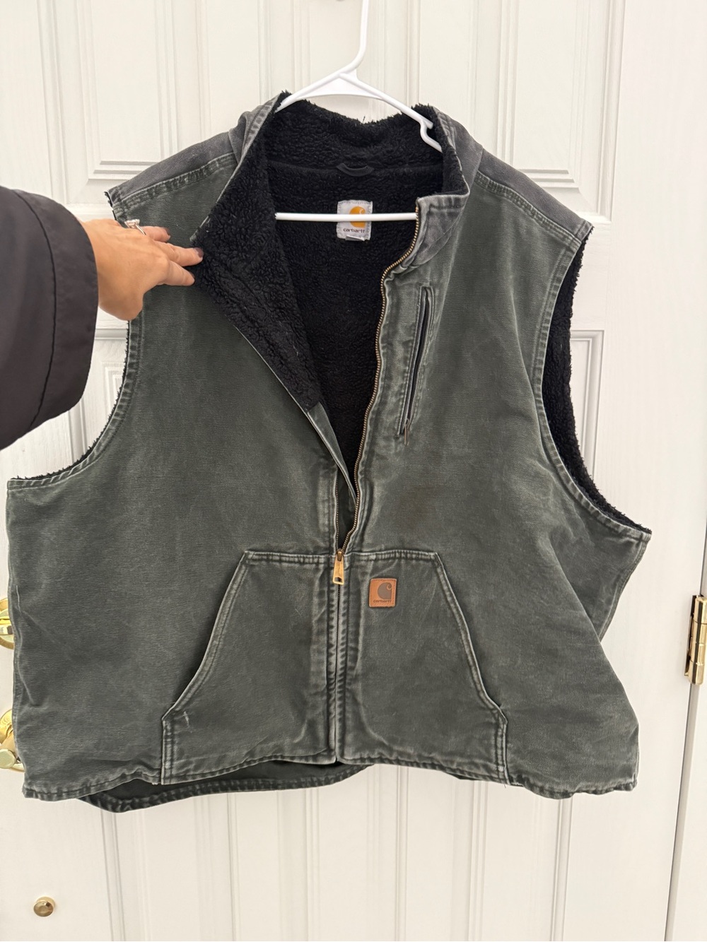Carhartt V33 355 Vest Sherpa Lined Duck Canvas Men's Work Size 3XL Green Black